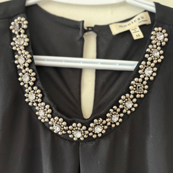 Ladies Monteau Medium black sleeveless blouse rhinestone details whimsigoth glam - Picture 7 of 8